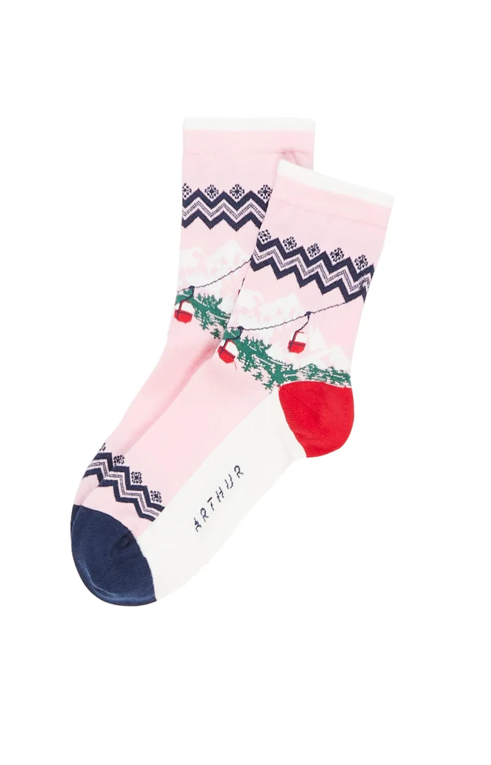 arthur-bob-chaussettes-cabine-femme-coton-bio-rose image 1