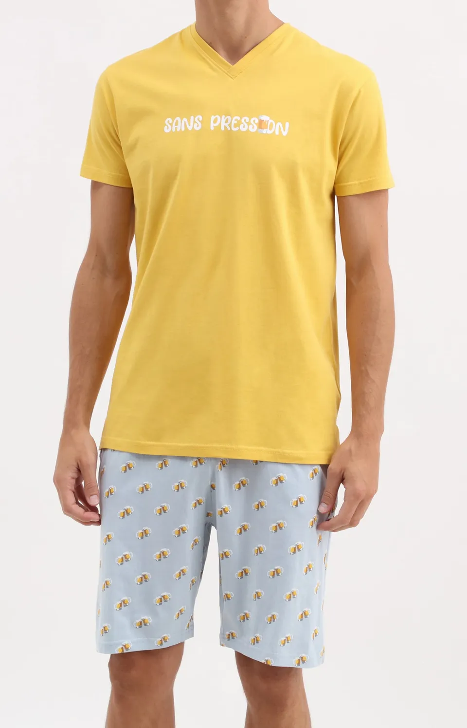 arthur-bob-bi-re-sans-pression-pyjama-court-coton-ciel image 1