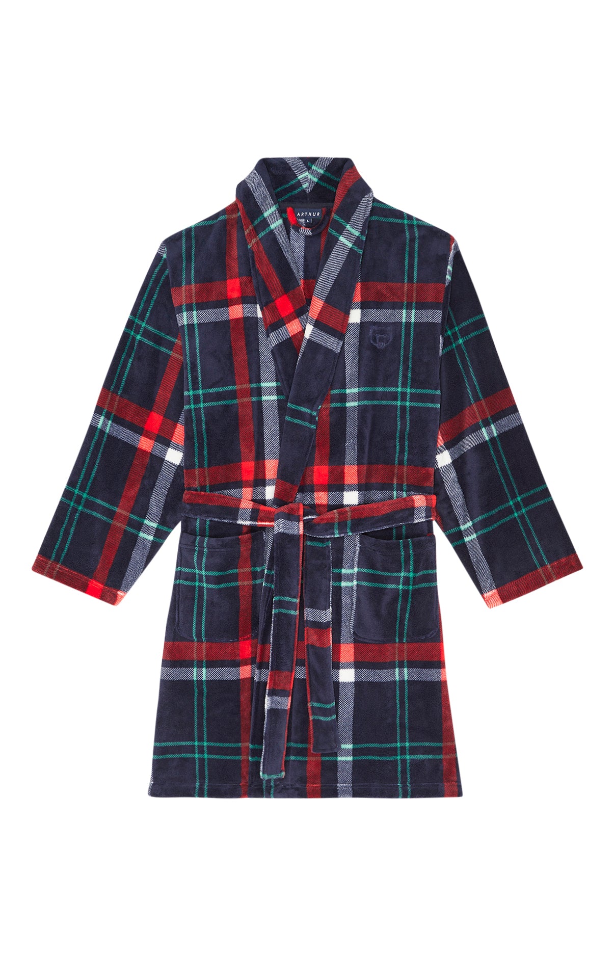 arthur-bob-carreaux-hugo-robe-de-chambre-homme-marine-polaire image 3