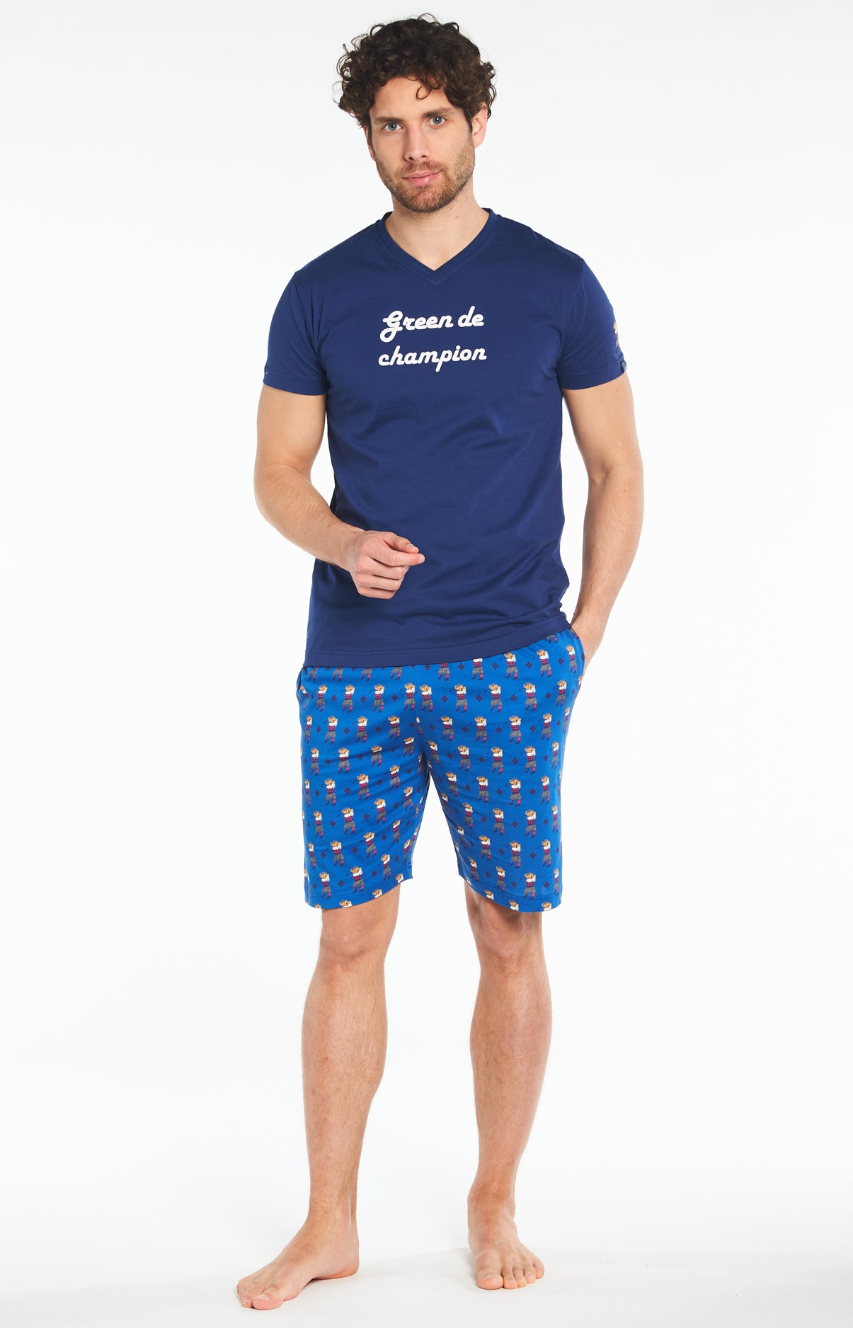 arthur-bob-green-de-champion-pyjashort-homme-roi-coton-bio image 1