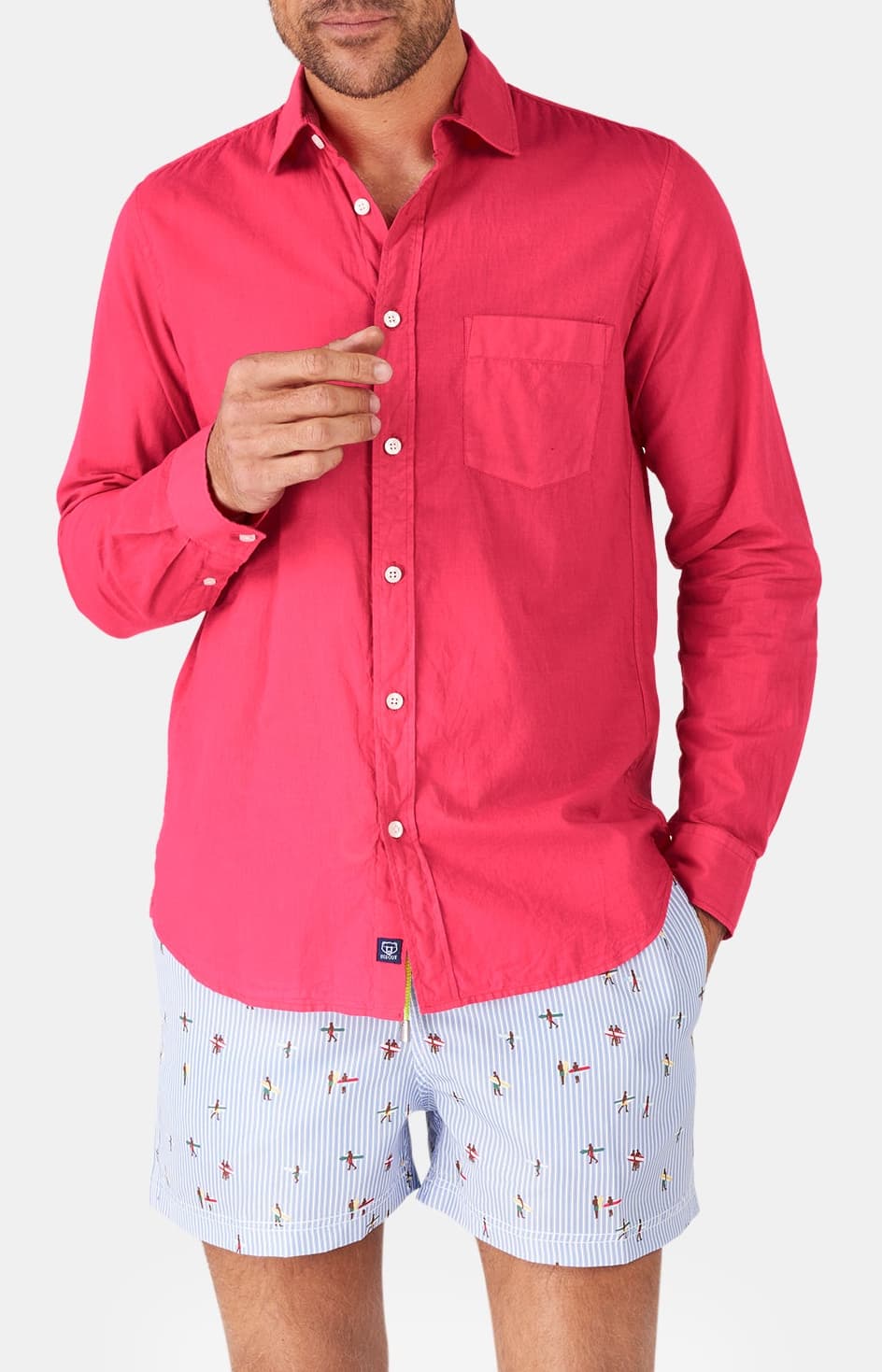arthur-bob-chemise-voile-coton-framboise-m-homme image 4