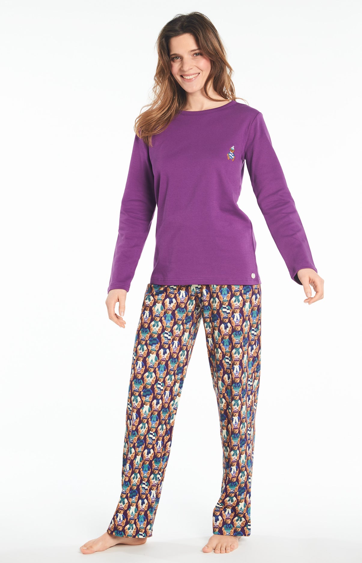 arthur-bob-teddy-violet-pyjama-femme-coton-bio image 2