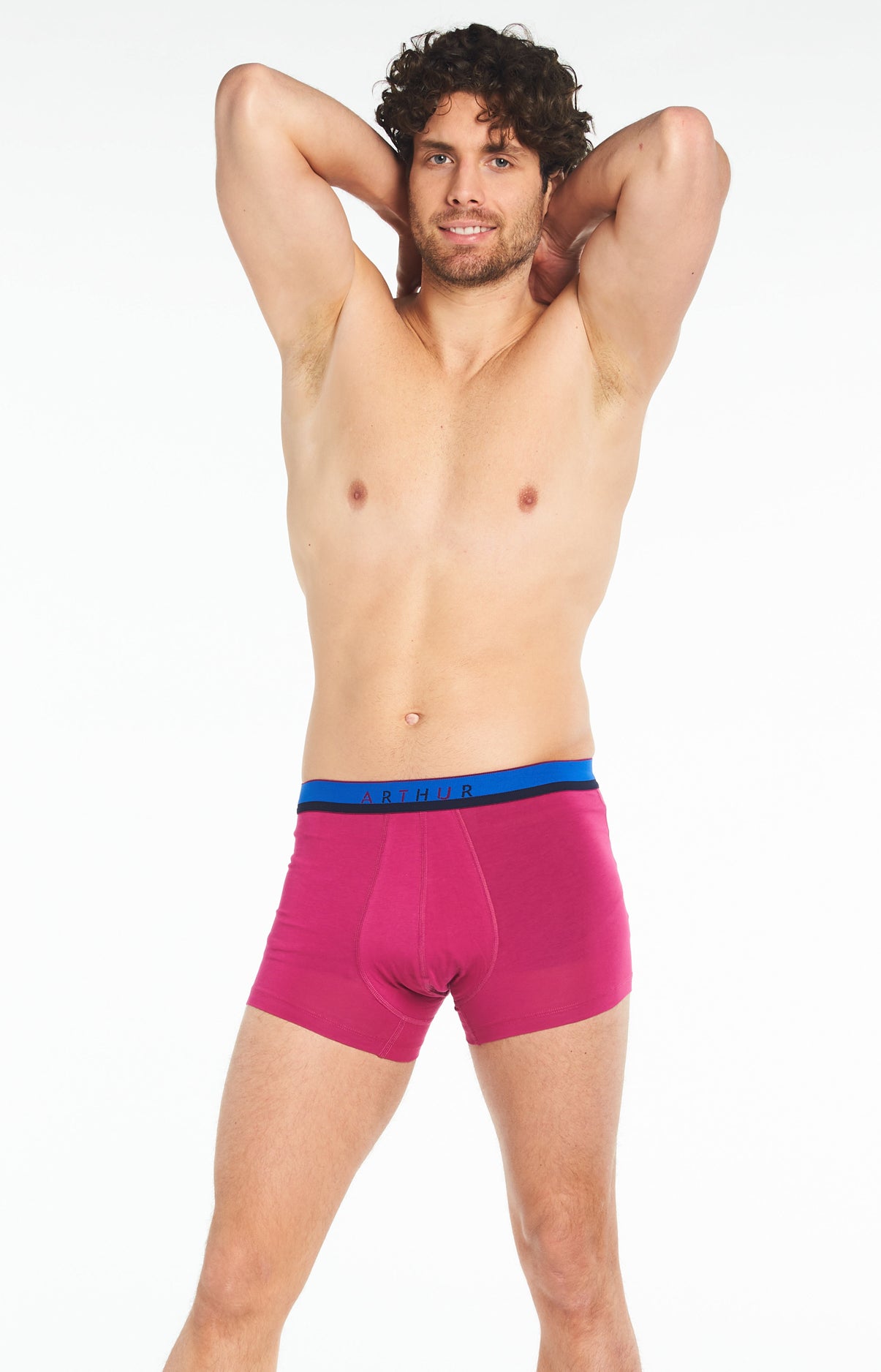 arthur-boxer-slipp-uni-boxer-homme-fushia-l-coton-bio image 1
