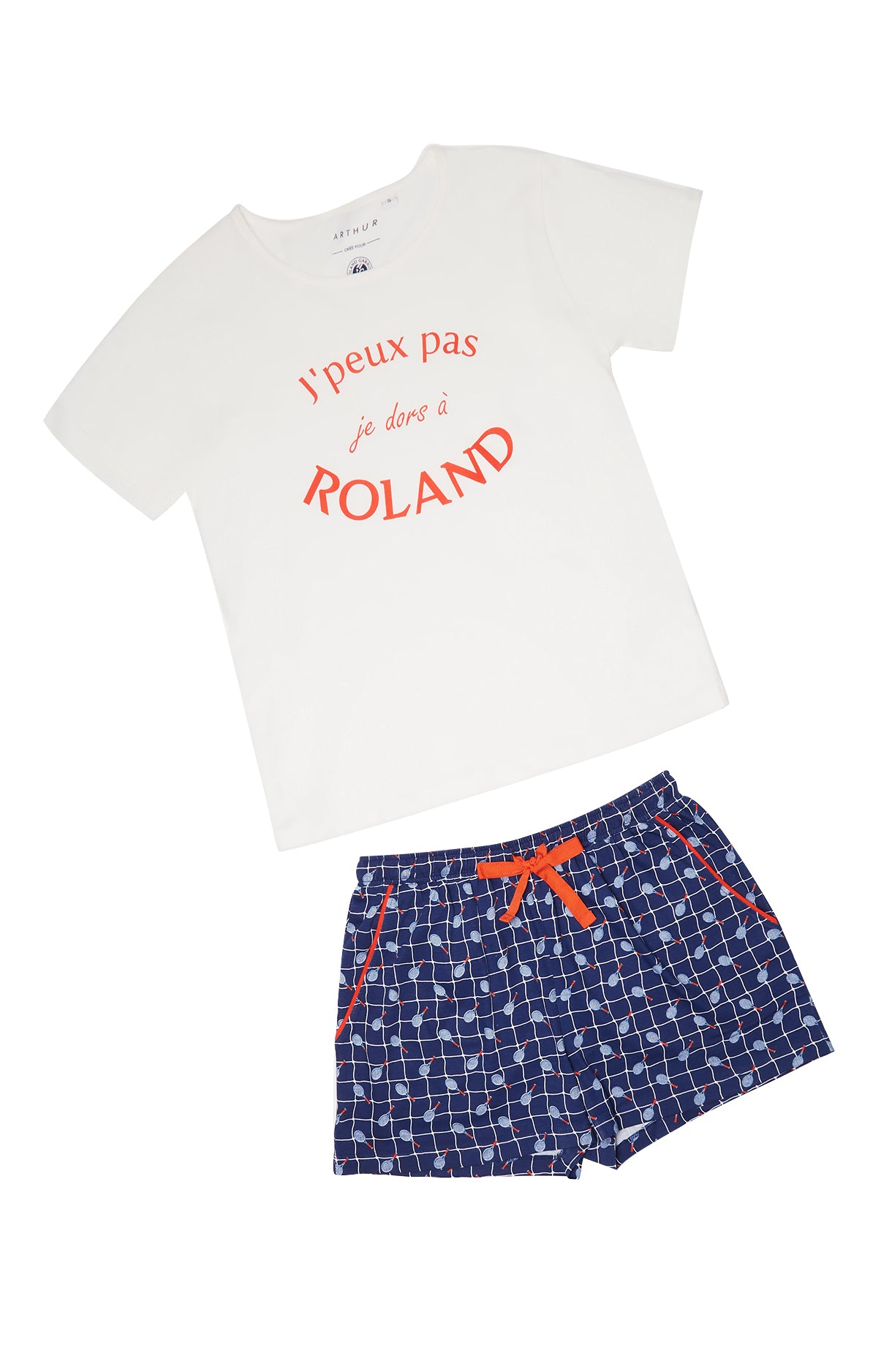 arthur-bob-roland-garros-pyjashort-femme-marine-coton image 3