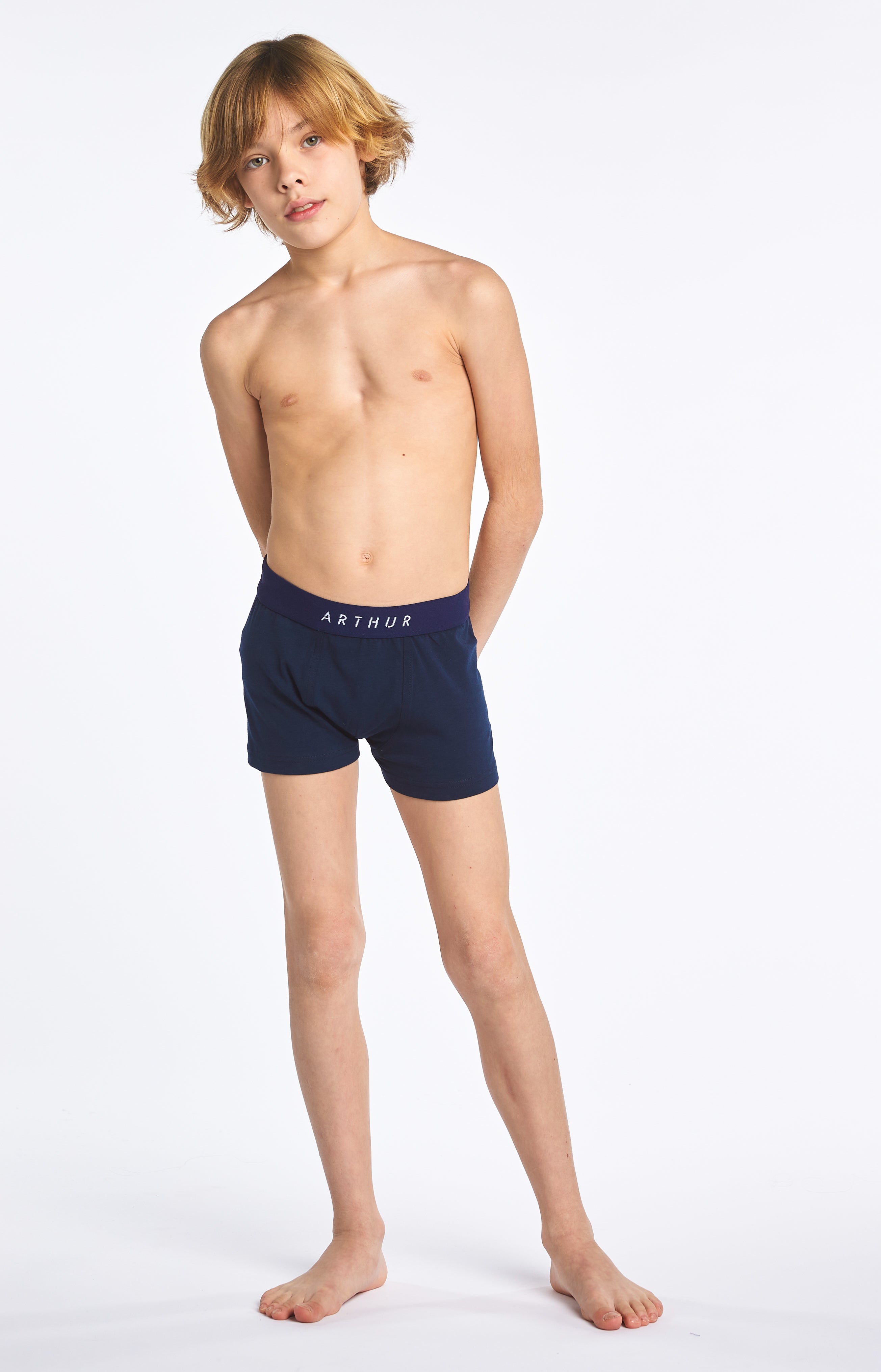 arthur-bob-boxer-uni-marine-6-16-ans-coton-bio image 1