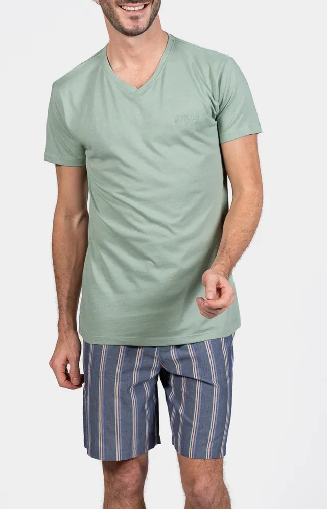 arthur-bob-lamark-pyjashort-homme-marine-en-coton image 1