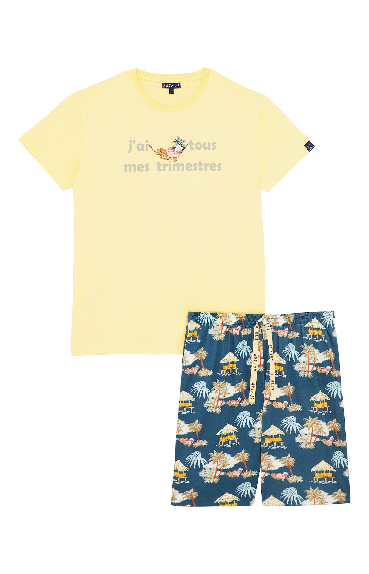 arthur-bob-pyjashort-teddy-sur-hamac-multicolore-coton-bio image 3