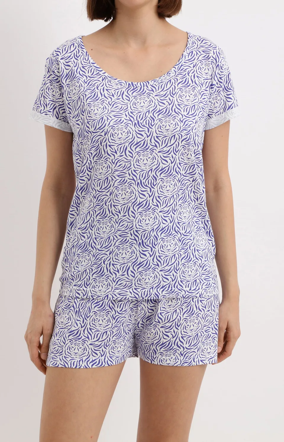 arthur-bob-pyjashort-tigre-blanc-coton-femme image 1