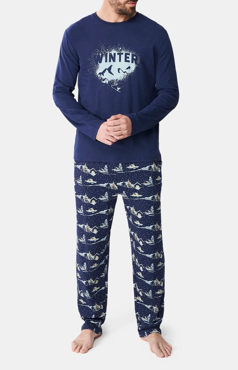 arthur-bob-nuit-d-hiver-pyjama-homme-marine-coton-bio-chaud image 1
