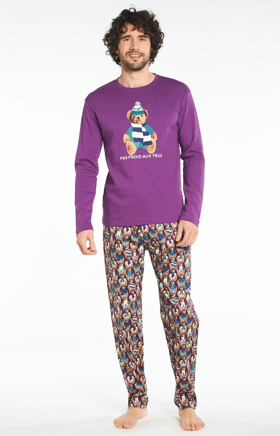 arthur-bob-teddy-pyjama-homme-violet-taille-l image 1