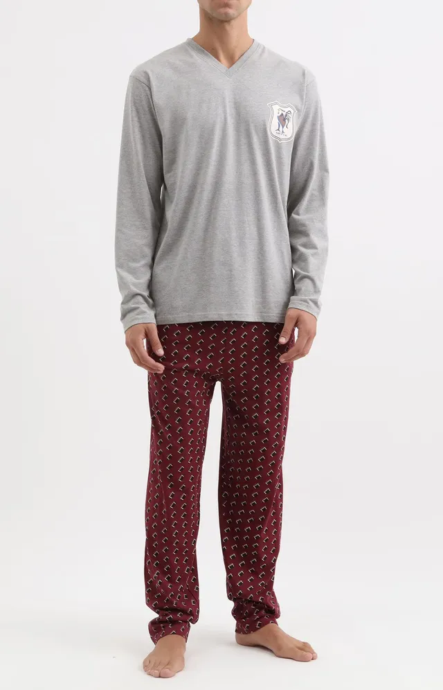 arthur-bob-pyjama-rugby-chocolat-homme-col-v image 1