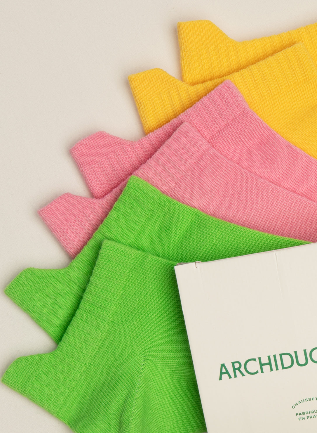 archiduchesse-socquette-trio-chaussettes-jaune-rose-vert-3-paires image 2