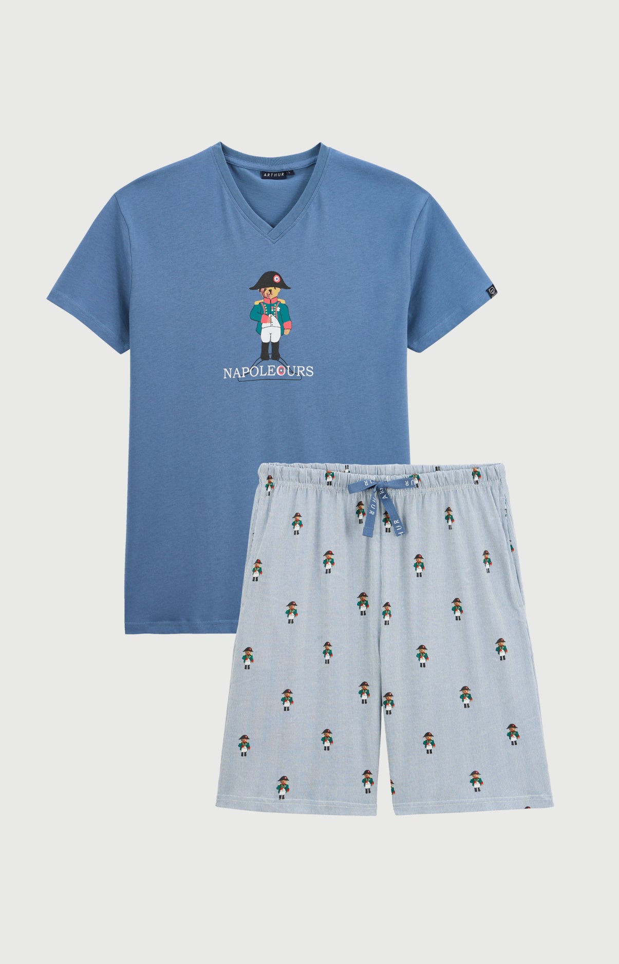 arthur-bob-pyjashort-napol-ours-bleu-coton-bio-homme image 3