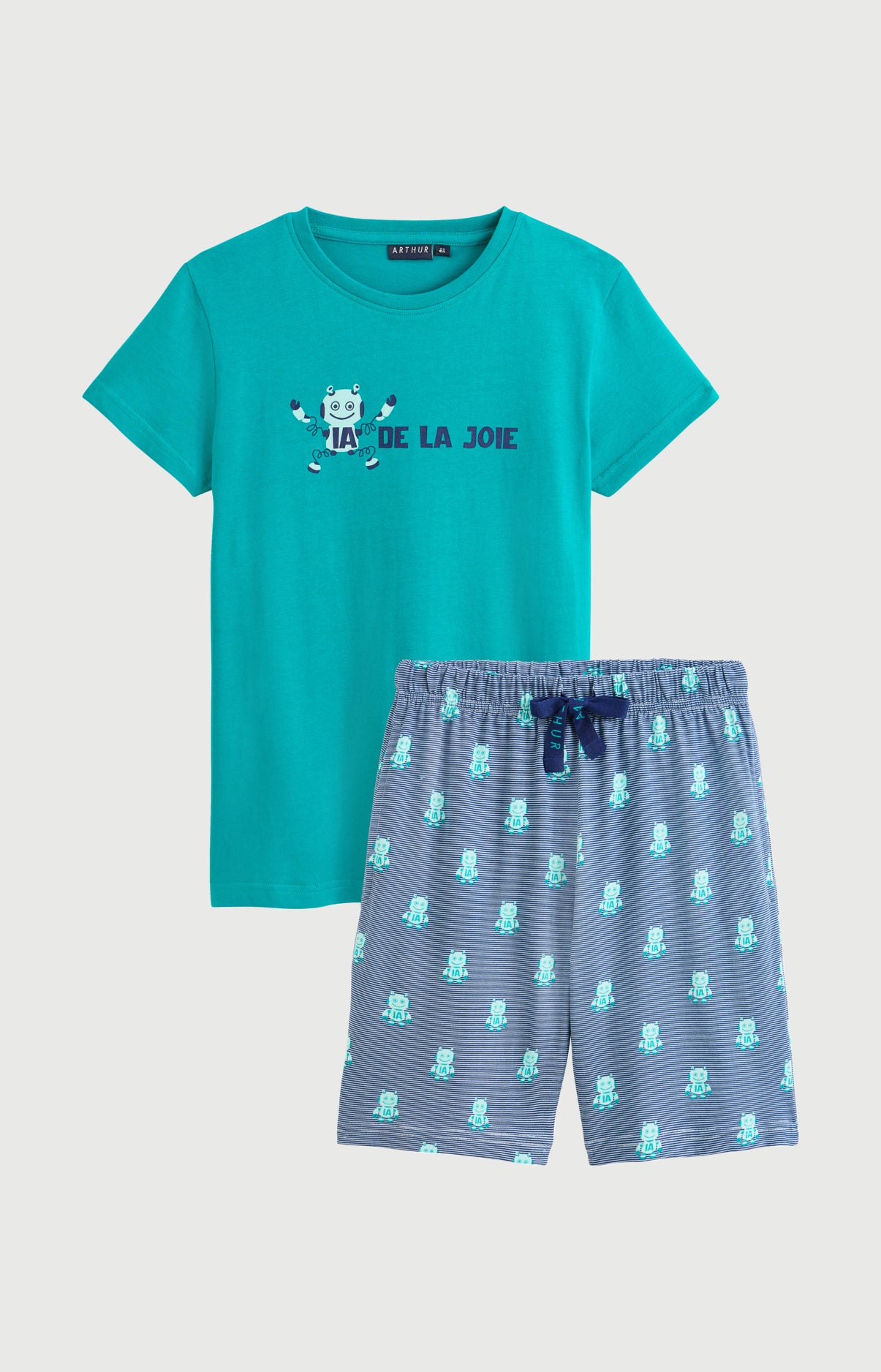 arthur-bob-ia-de-la-joie-pyjashort-enfant-bleu-coton-bio image 3