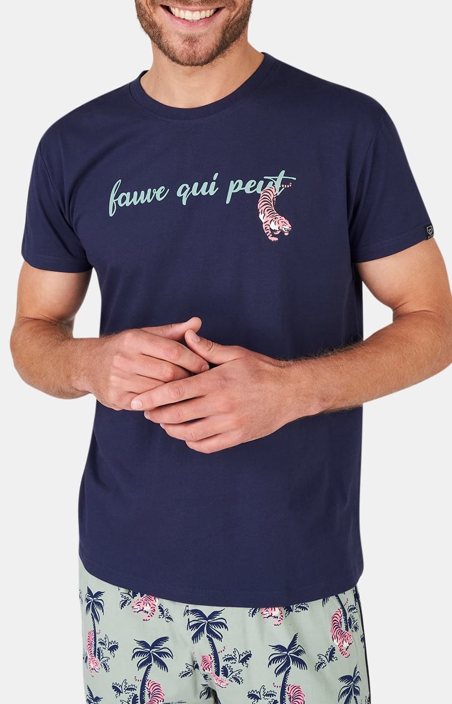 arthur-bob-fauve-qui-peut-pyjashort-homme-kaki-coton-bio image 4