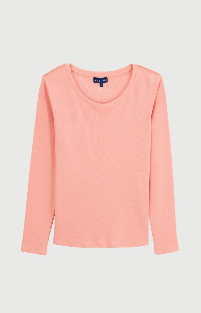 arthur-bob-coralie-tee-shirt-femme-manches-longues-corail image 1