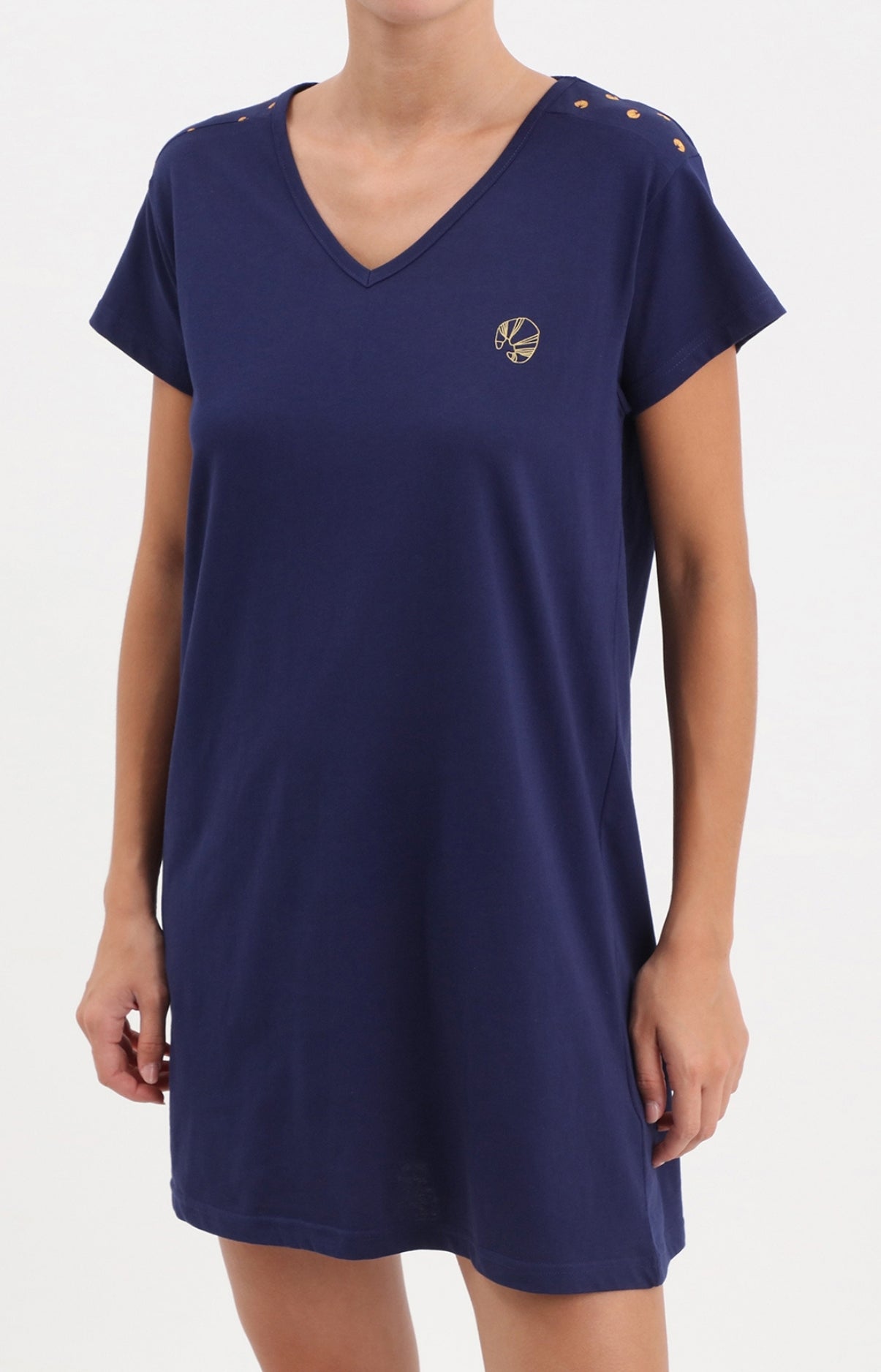 arthur-viennoiserie-chemise-de-nuit-coton-marine-90-cm image 1