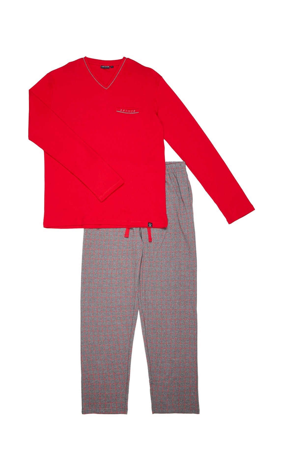 arthur-bob-pyjama-basil-rouge-coton-bio-homme image 1