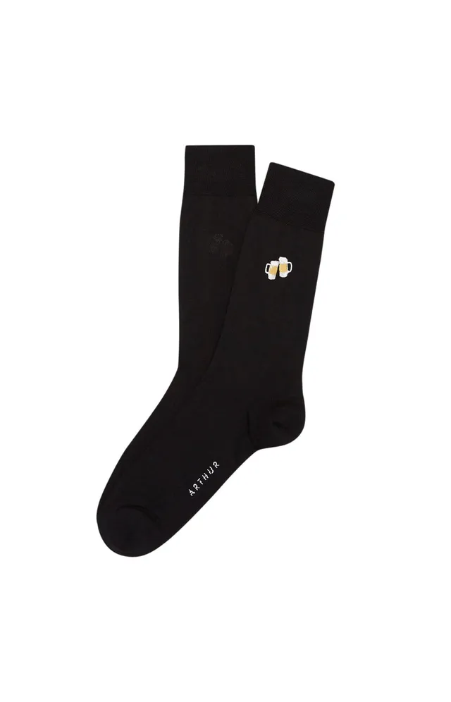 arthur-bob-chaussettes-bi-re-fil-d-cosse-noir-homme image 1