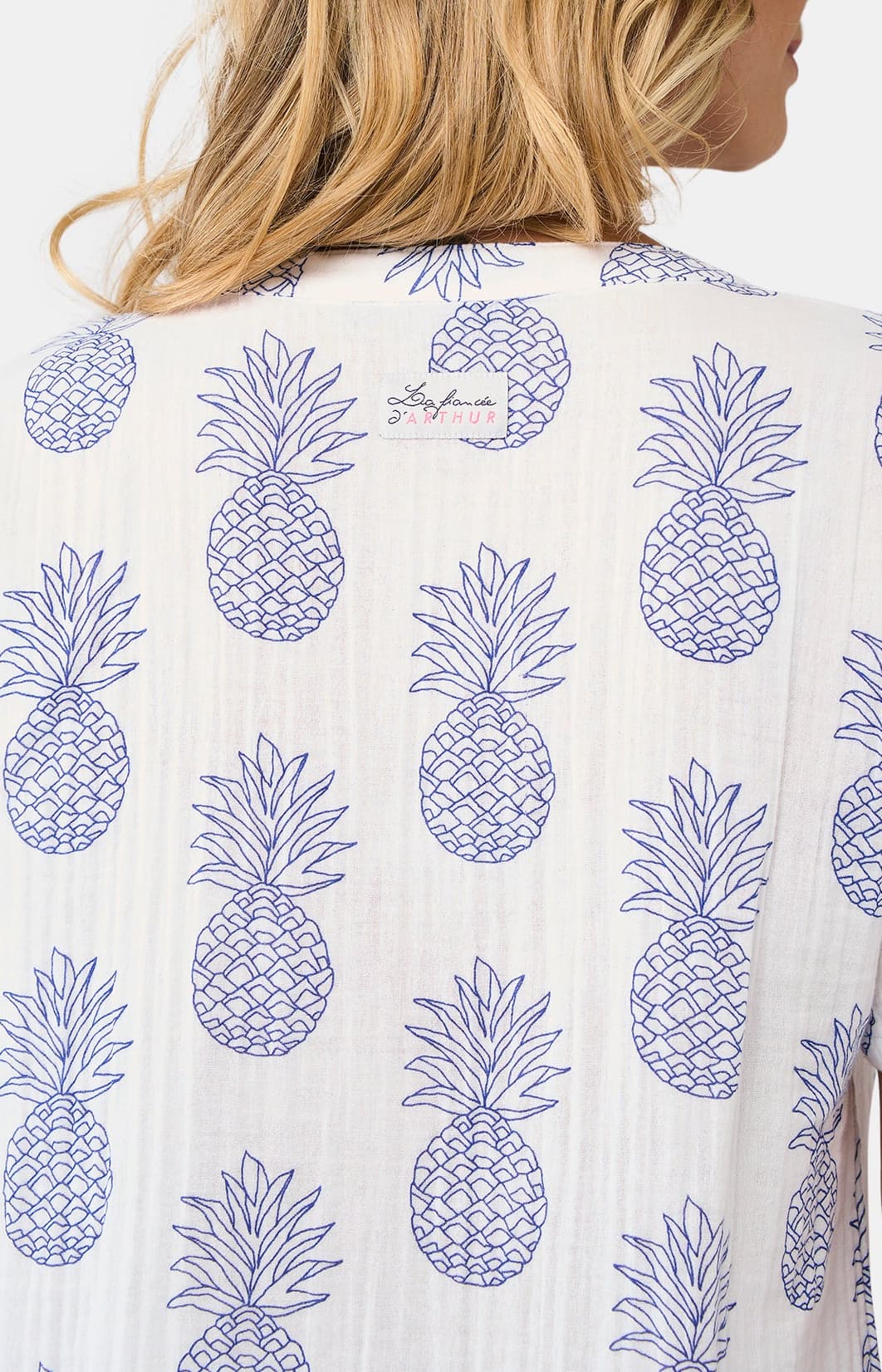 arthur-bob-pyjacorsaire-gaze-coton-ananas-blanc-femme image 6
