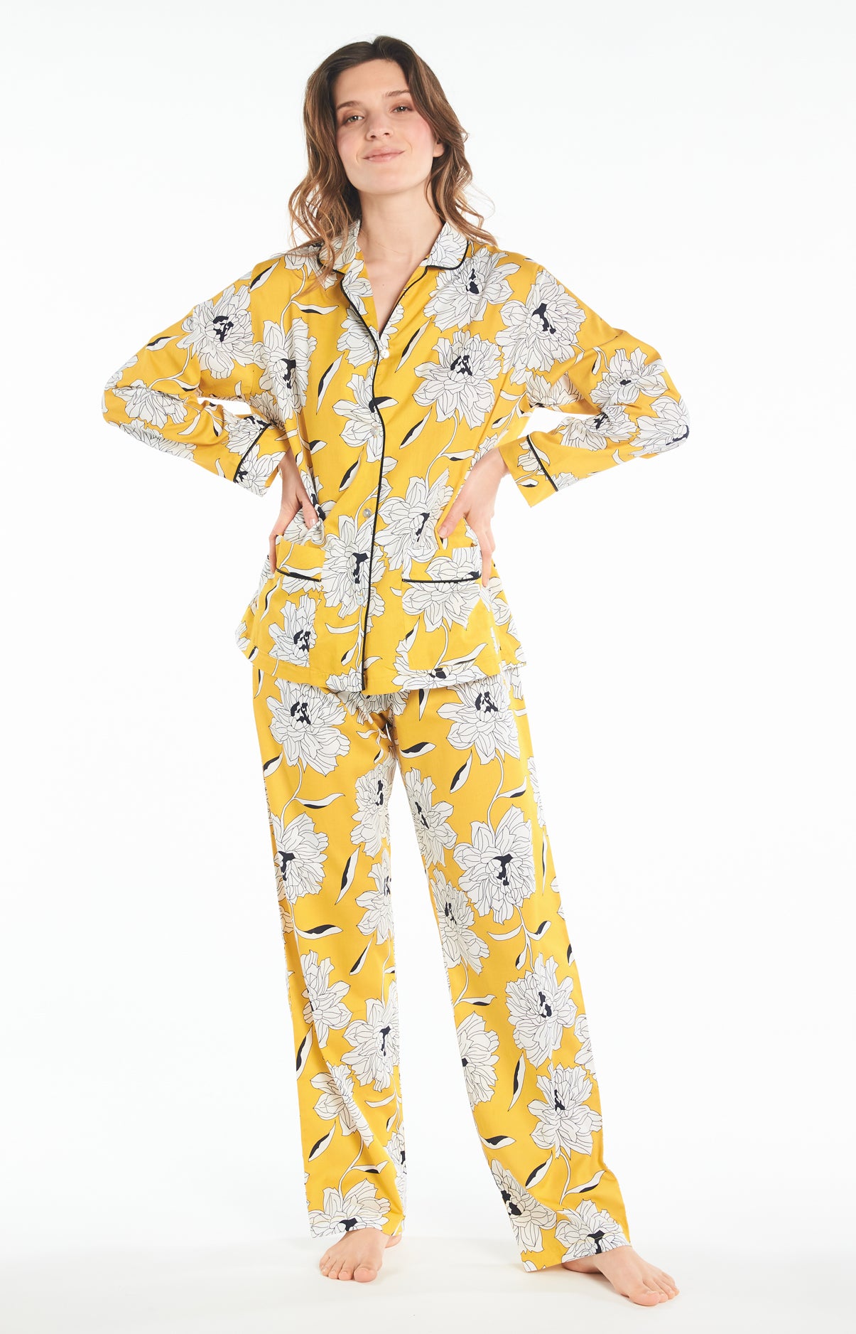 arthur-bob-simone-pyjama-long-femme-jaune-coton-2 image 2
