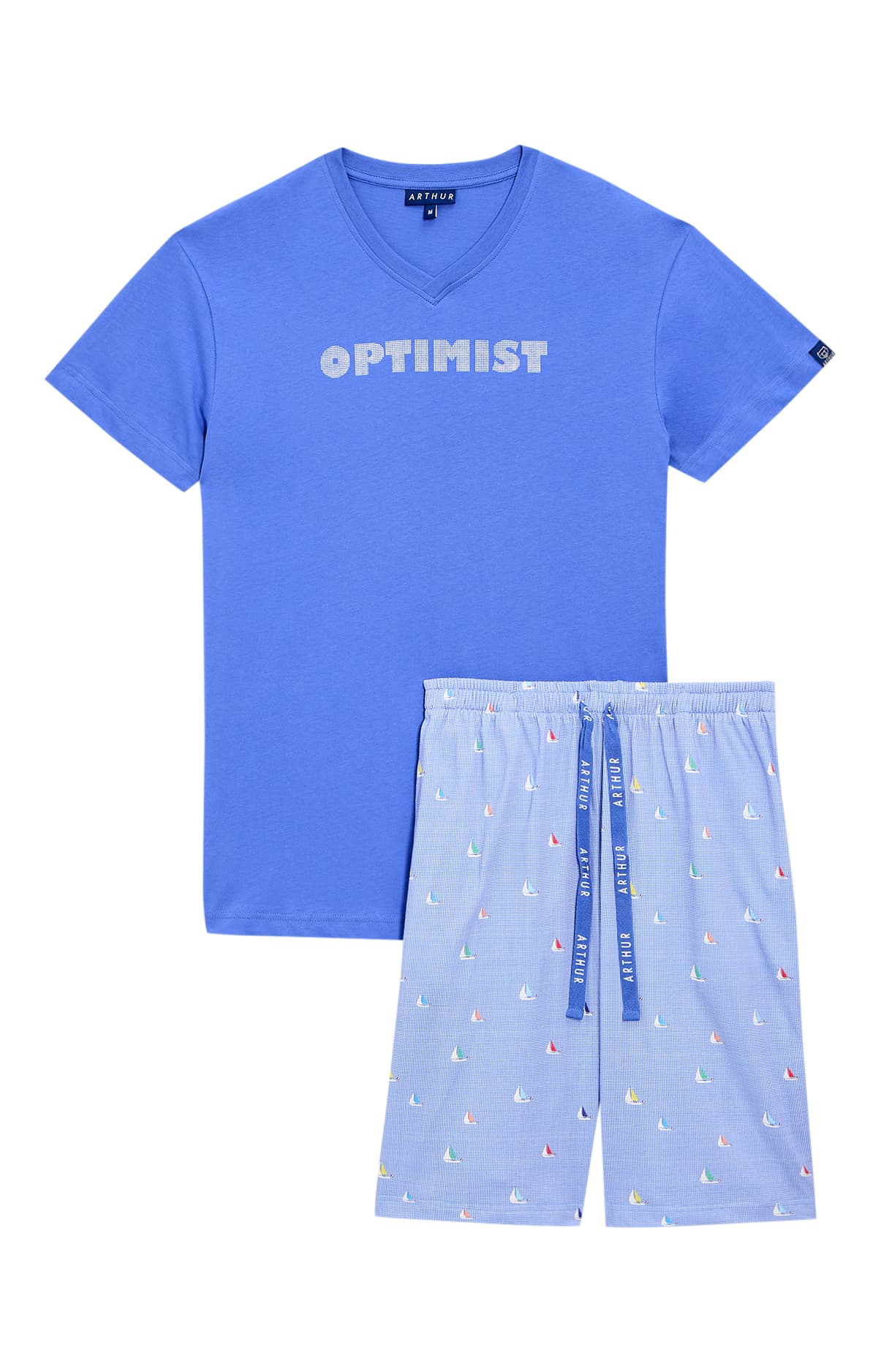 arthur-bob-boat-pyjashort-homme-ciel-coton-bio image 3
