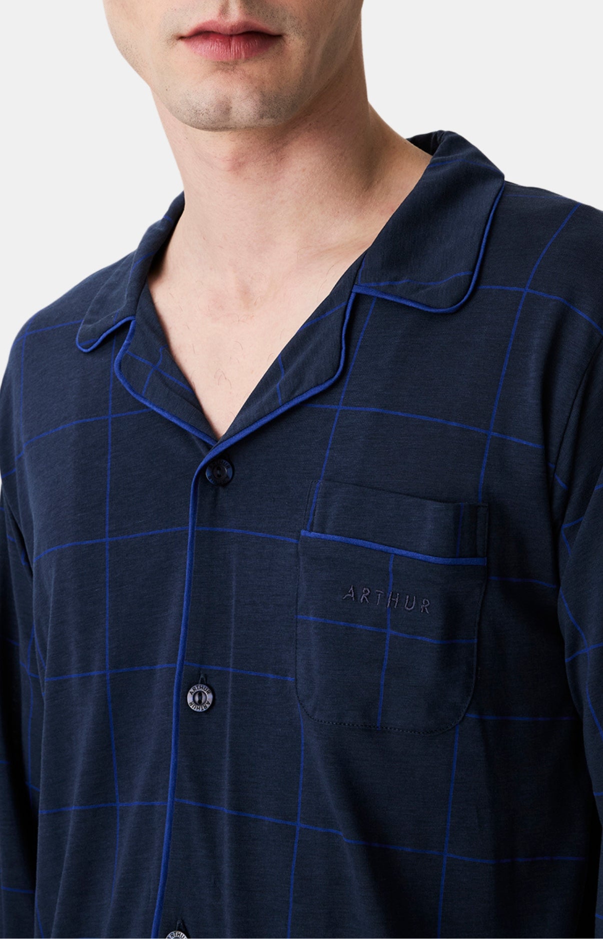 arthur-bob-windsor-pyjama-long-lyocell-marine image 2