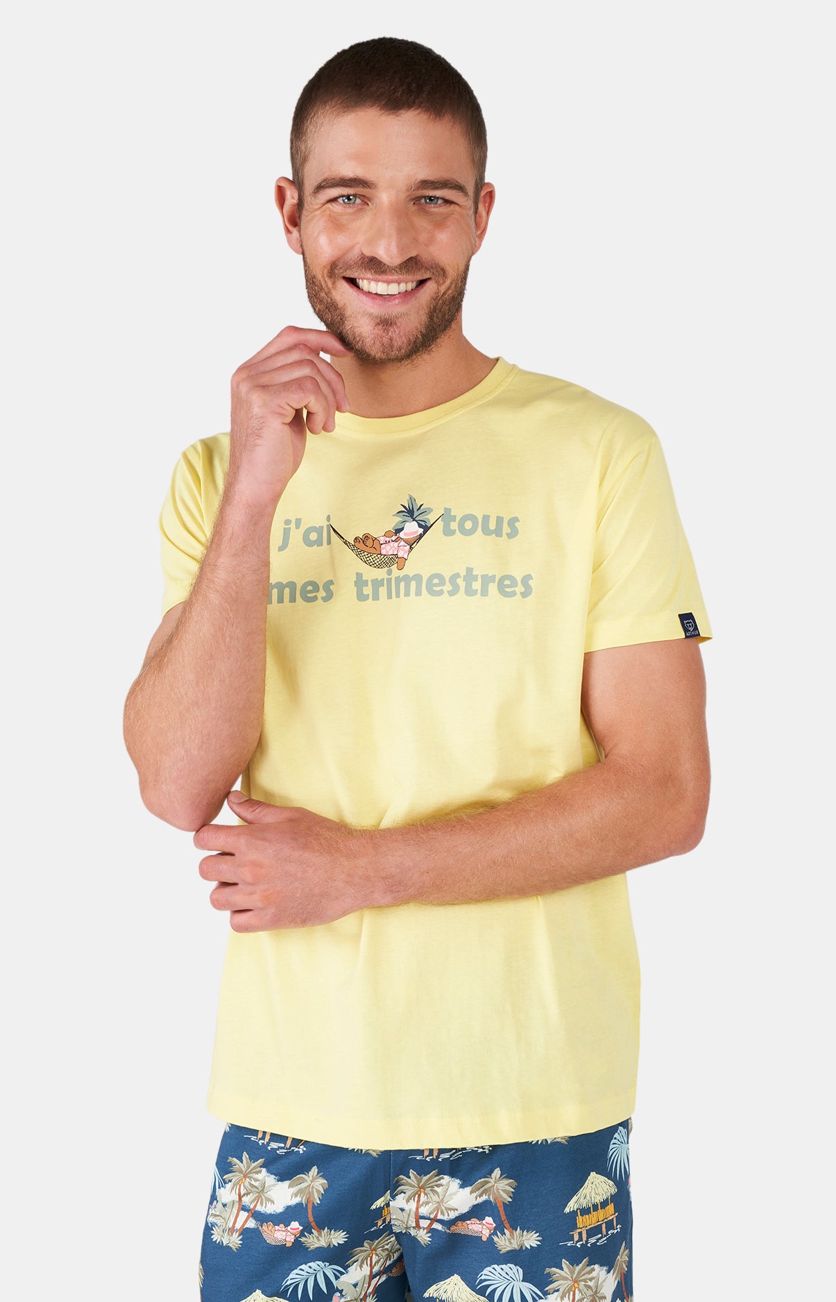 arthur-bob-pyjashort-teddy-sur-hamac-multicolore-coton-bio image 2