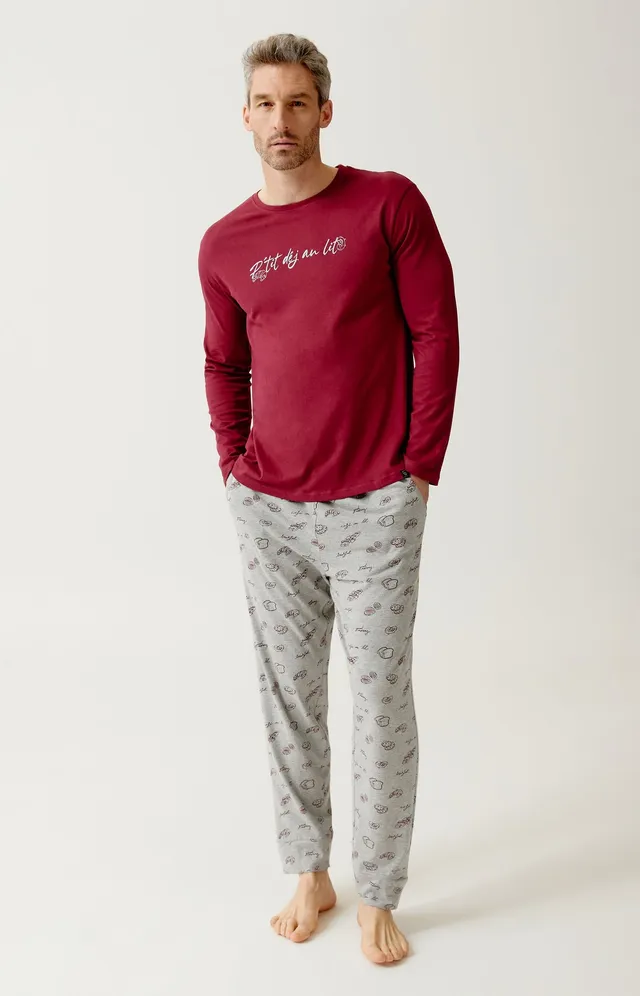 arthur-bob-p-tit-dej-au-lit-pyjama-homme-gris-coton-bio image 1