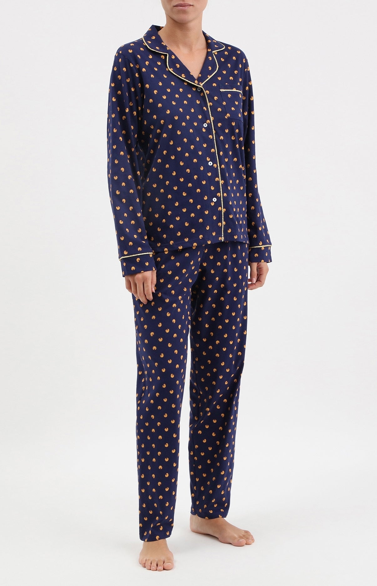 arthur-bob-croissant-pyjama-boutonn-femme-marine-coton image 1