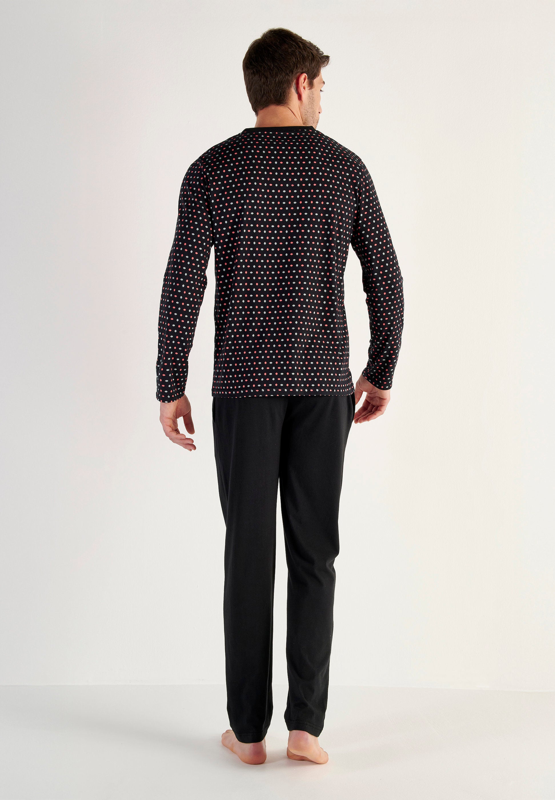 hom-modal-comfort-domino-pyjama-long-coton-imprim-noir image 6
