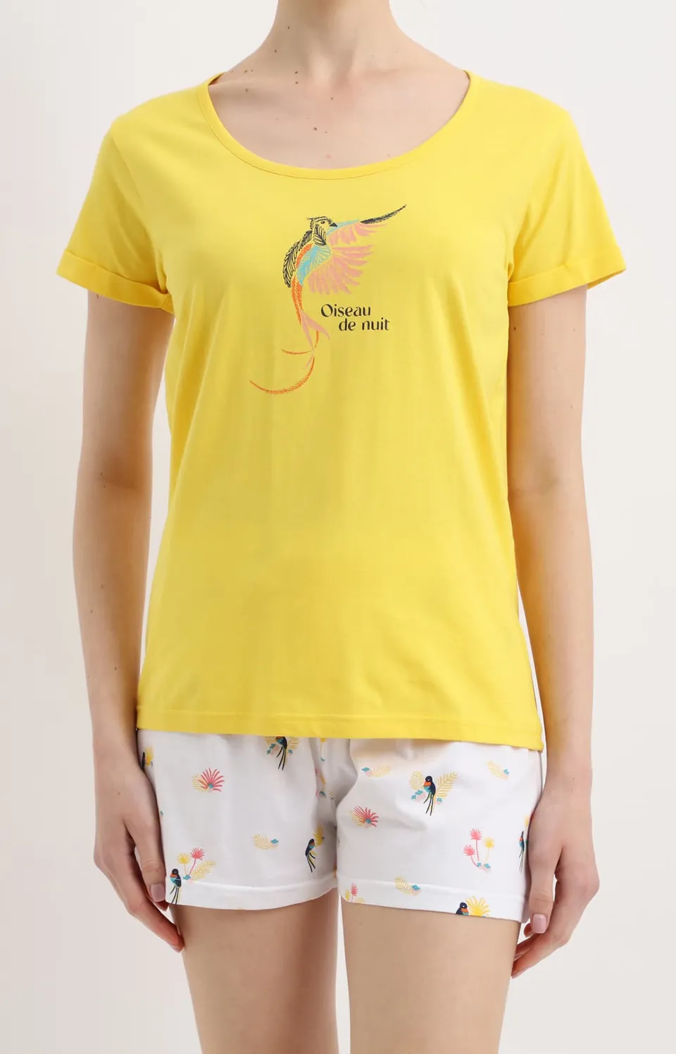 arthur-bob-pyjashort-femme-blanc-oiseau-de-nuit-coton image 1