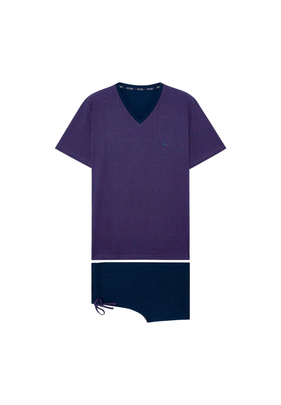 hom-fats-pyjama-court-homme-navy-print-coton-modal image 1