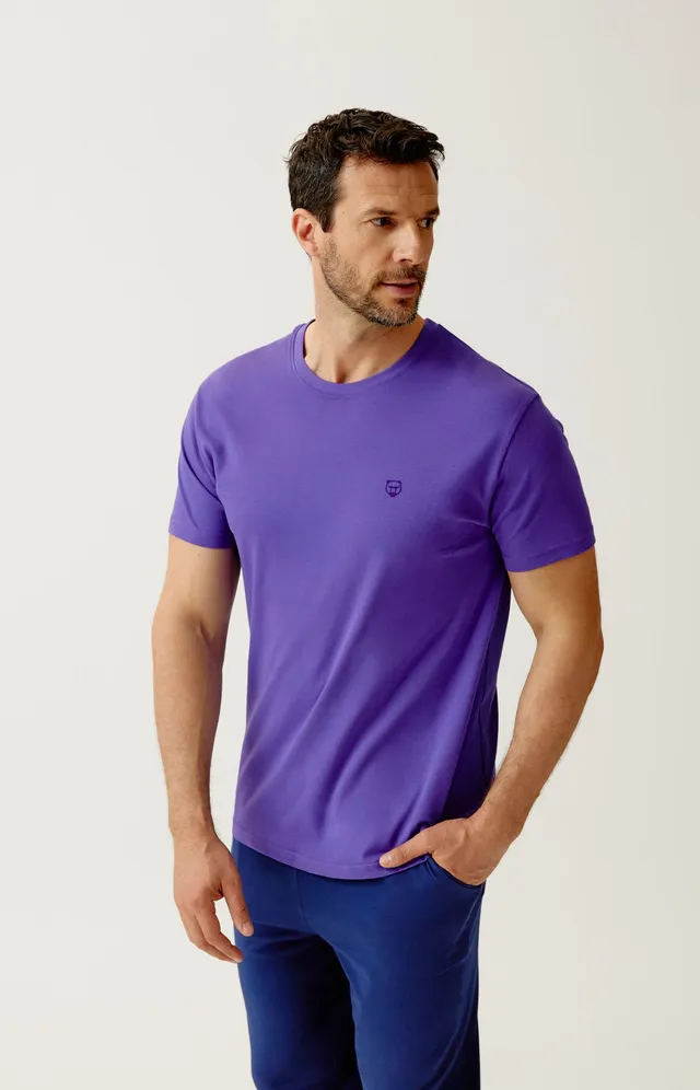 arthur-bob-tee-shirt-violet-haut-pyjama-coton-bio-homme image 1