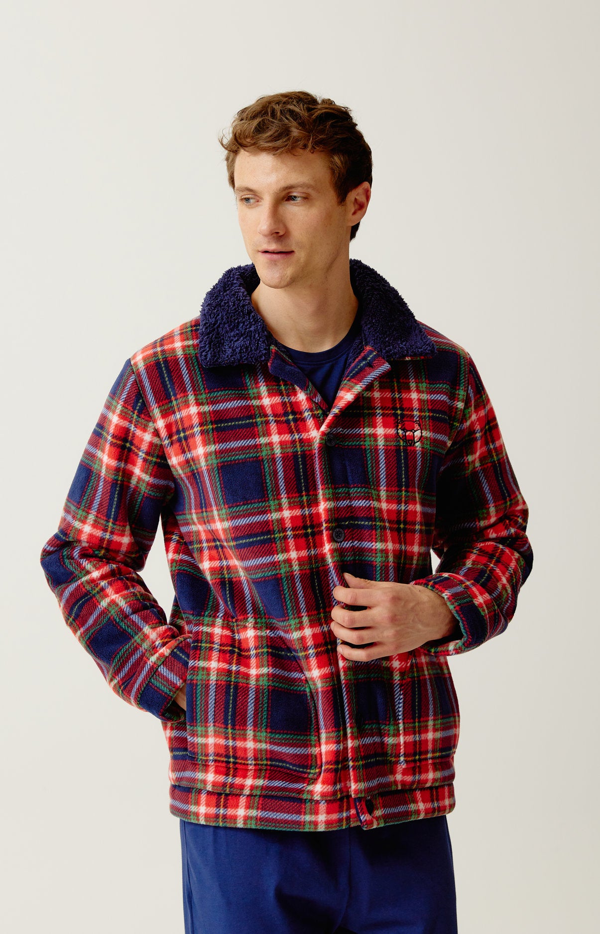 arthur-bob-veste-polaire-l-on-marine-carreaux image 1