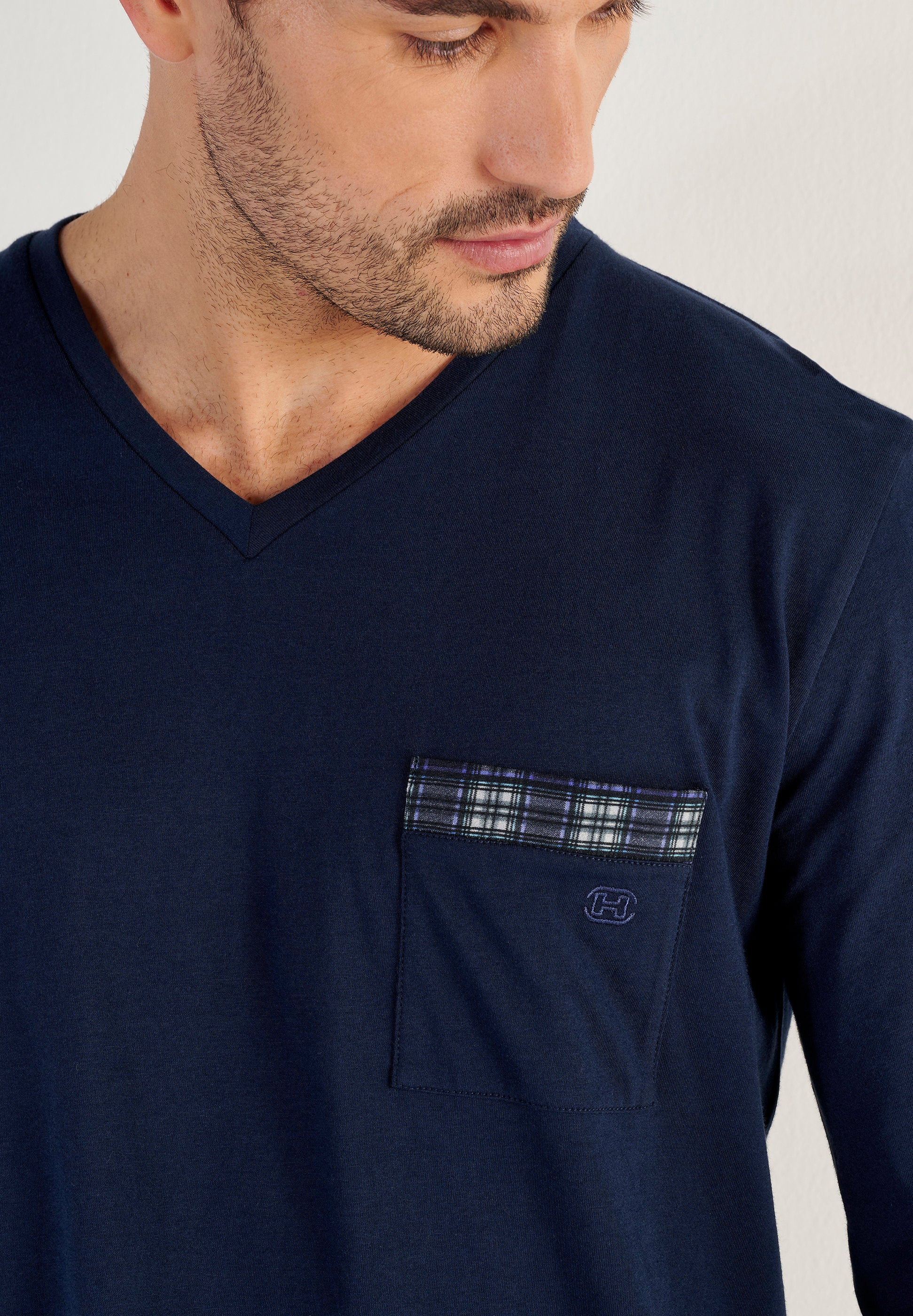 hom-sid-pyjama-long-bleu-carreaux-coton-interlock image 5