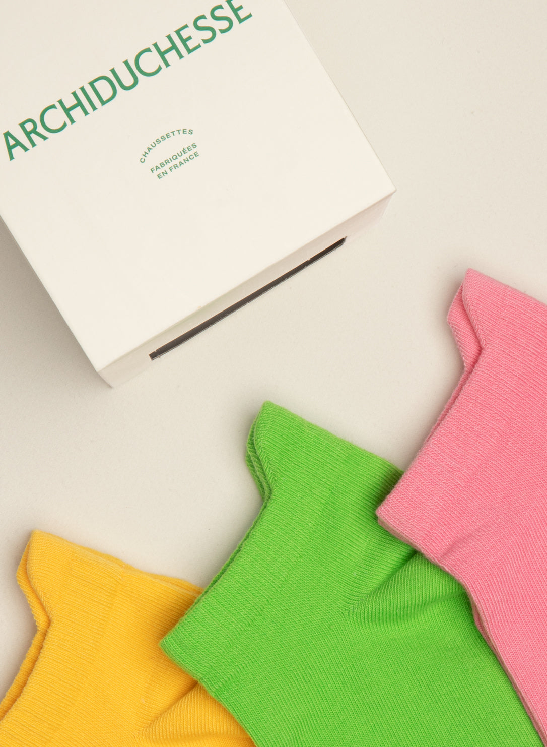 archiduchesse-socquette-trio-chaussettes-jaune-rose-vert-3-paires image 3