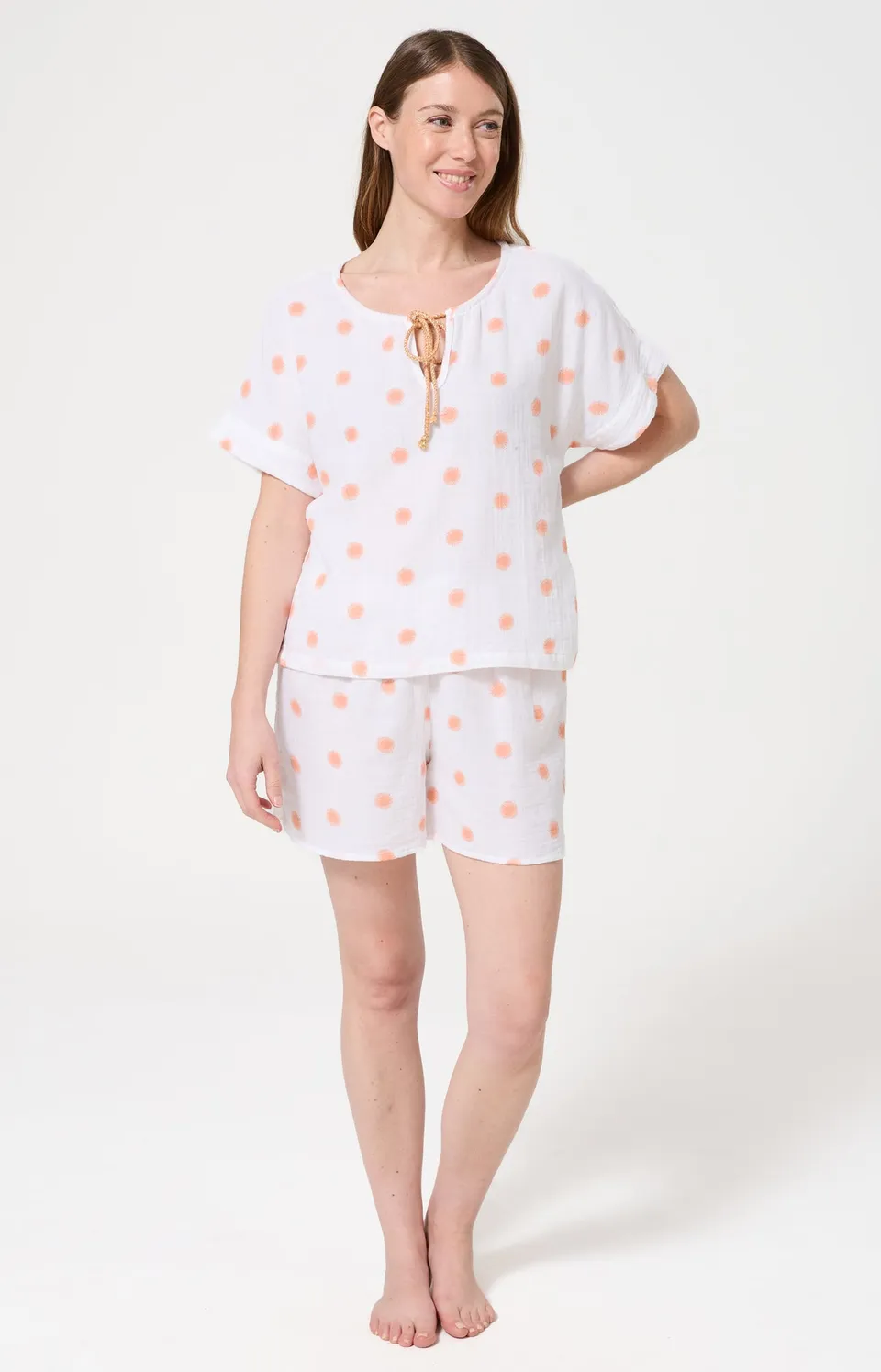 arthur-bob-soleil-pyjashort-gaze-coton-bio-blanc image 1