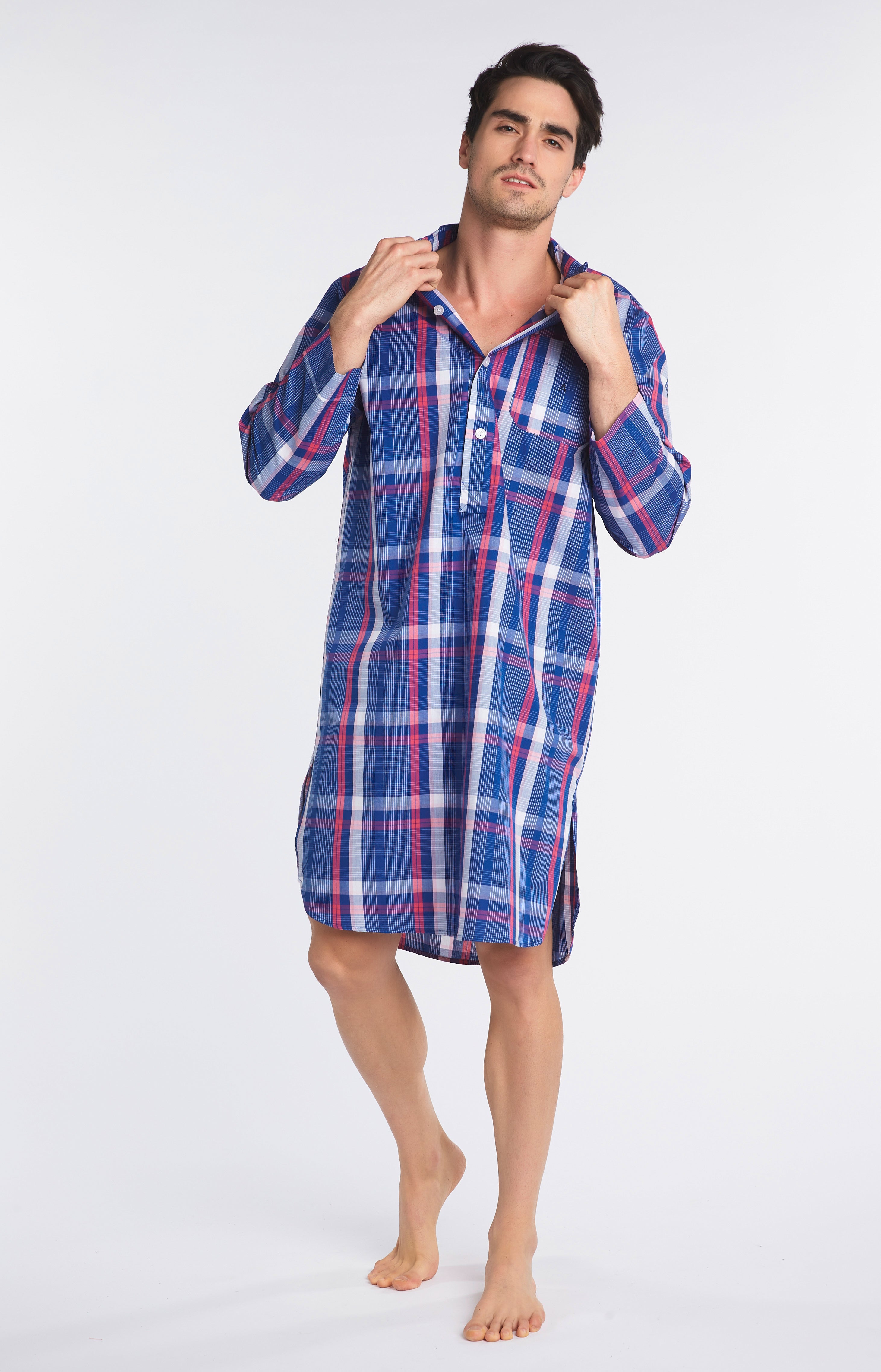 arthur-bob-chemise-op-ra-chemise-de-nuit-marine-tartan-bio image 1