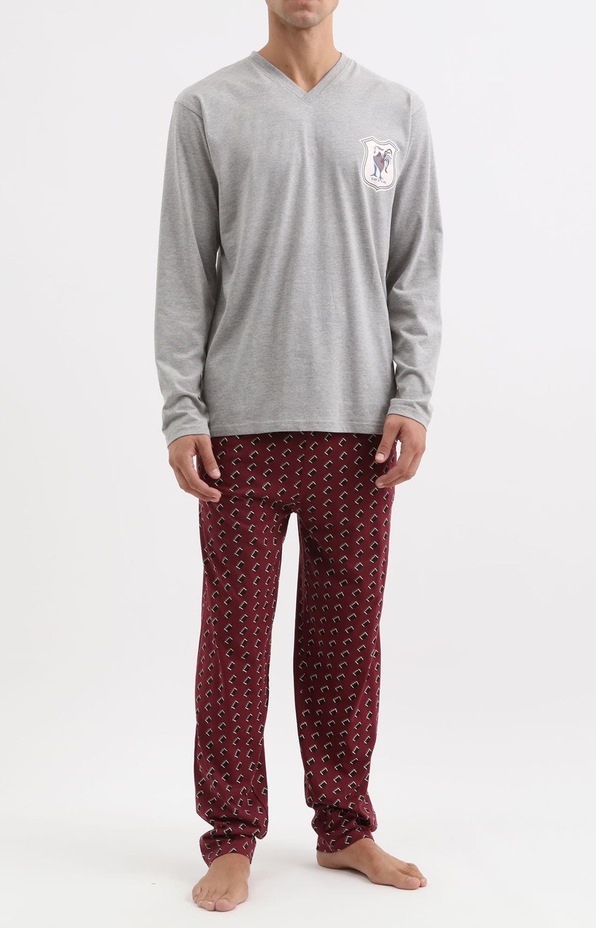 arthur-bob-pyjama-rugby-chocolat-homme-col-v image 1