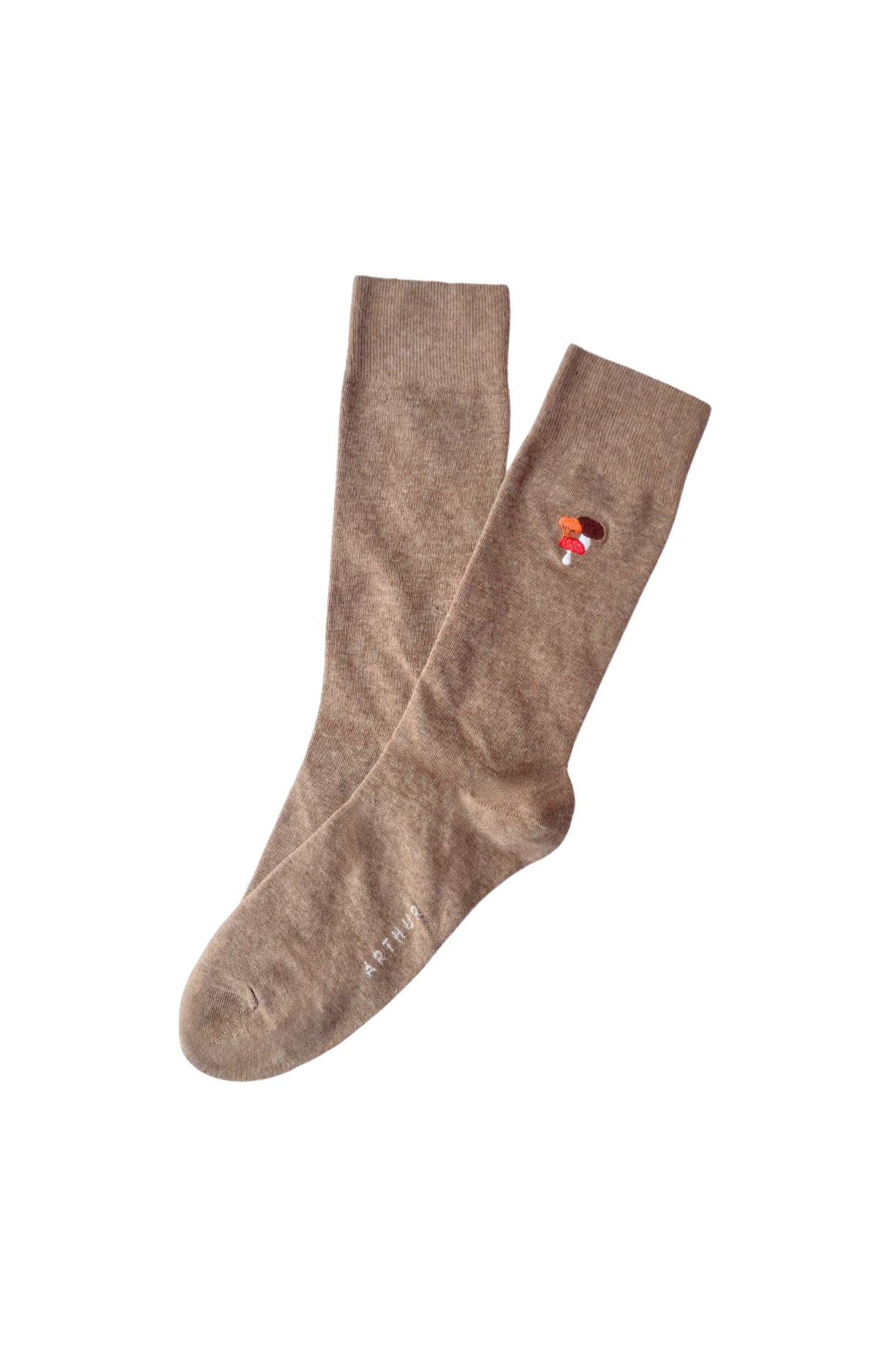 arthur-bob-mushroom-chaussettes-beige-brod-es image 1