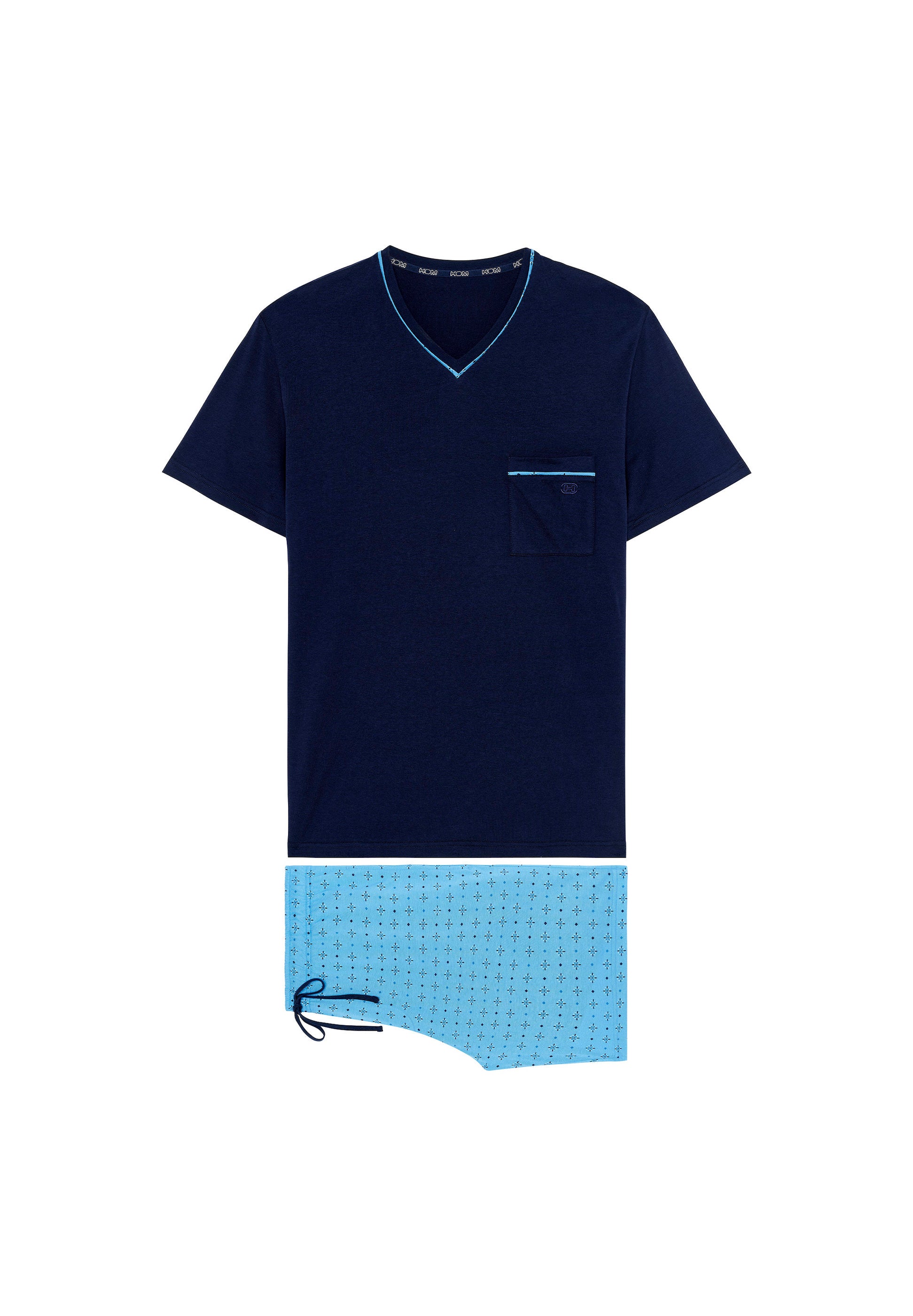 hom-alan-pyjama-court-homme-bleu-imprim-modal image 1