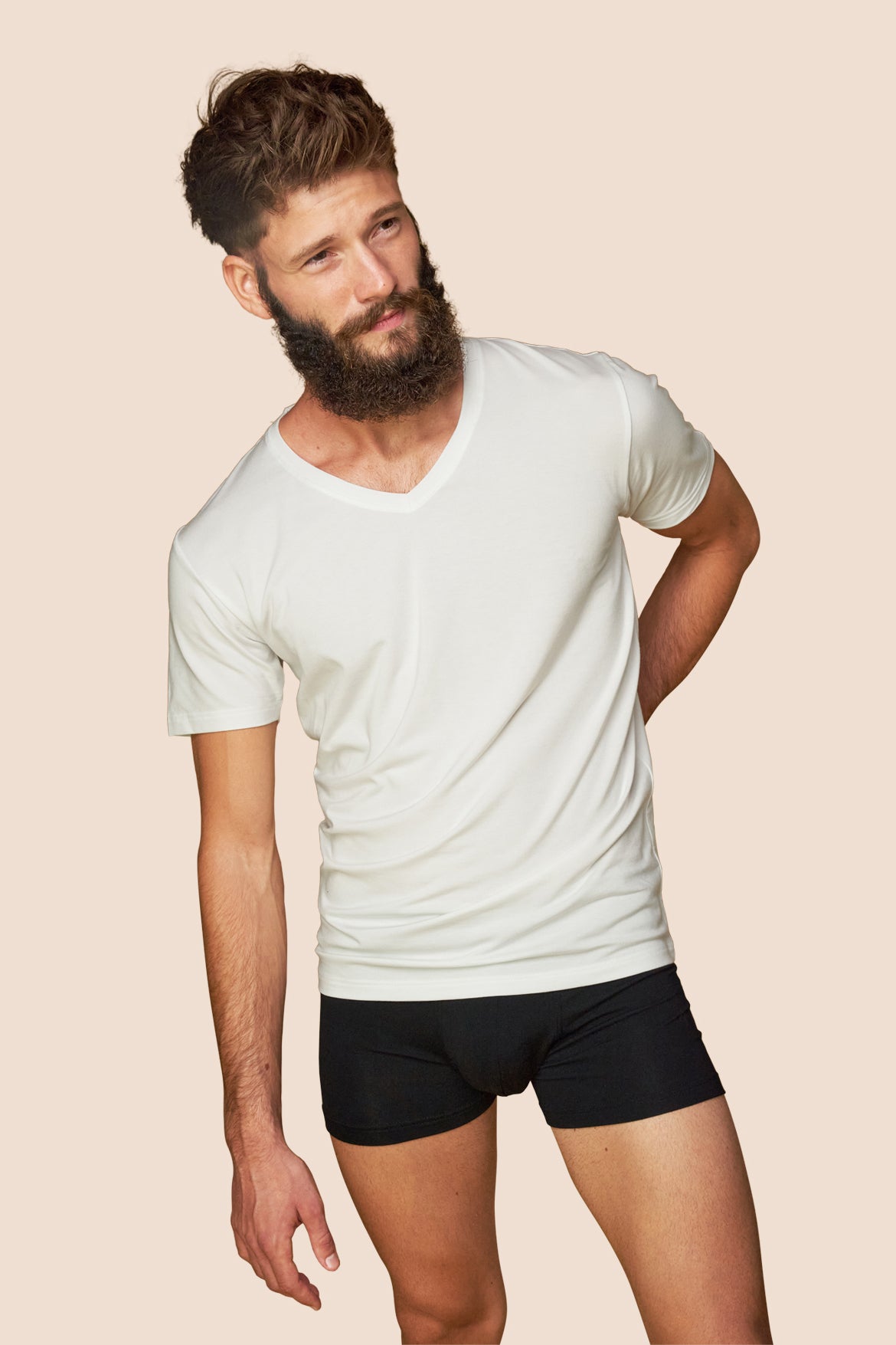 p-trone-t-shirt-col-v-homme-blanc-m-coton-bio-thermor-gulant image 3