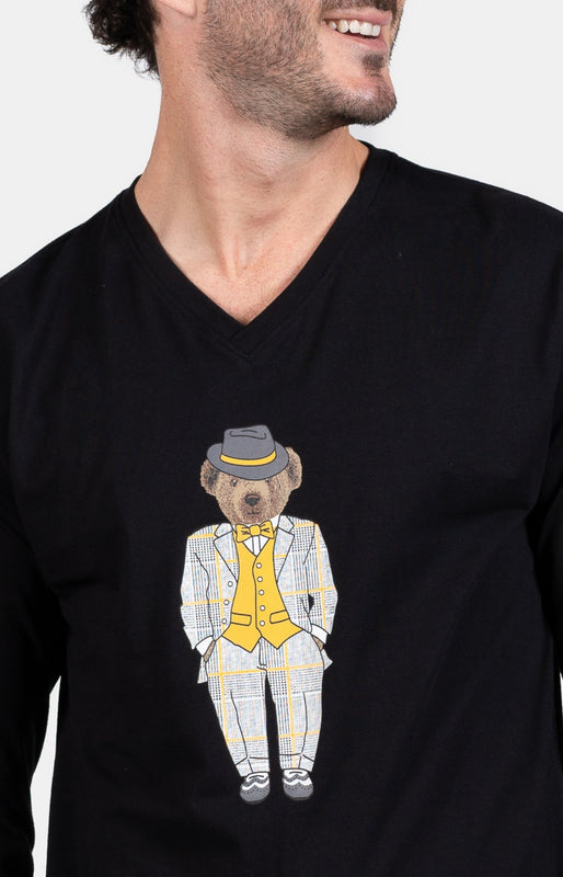 arthur-bob-charles-pyjama-homme-long-noir-coton image 2