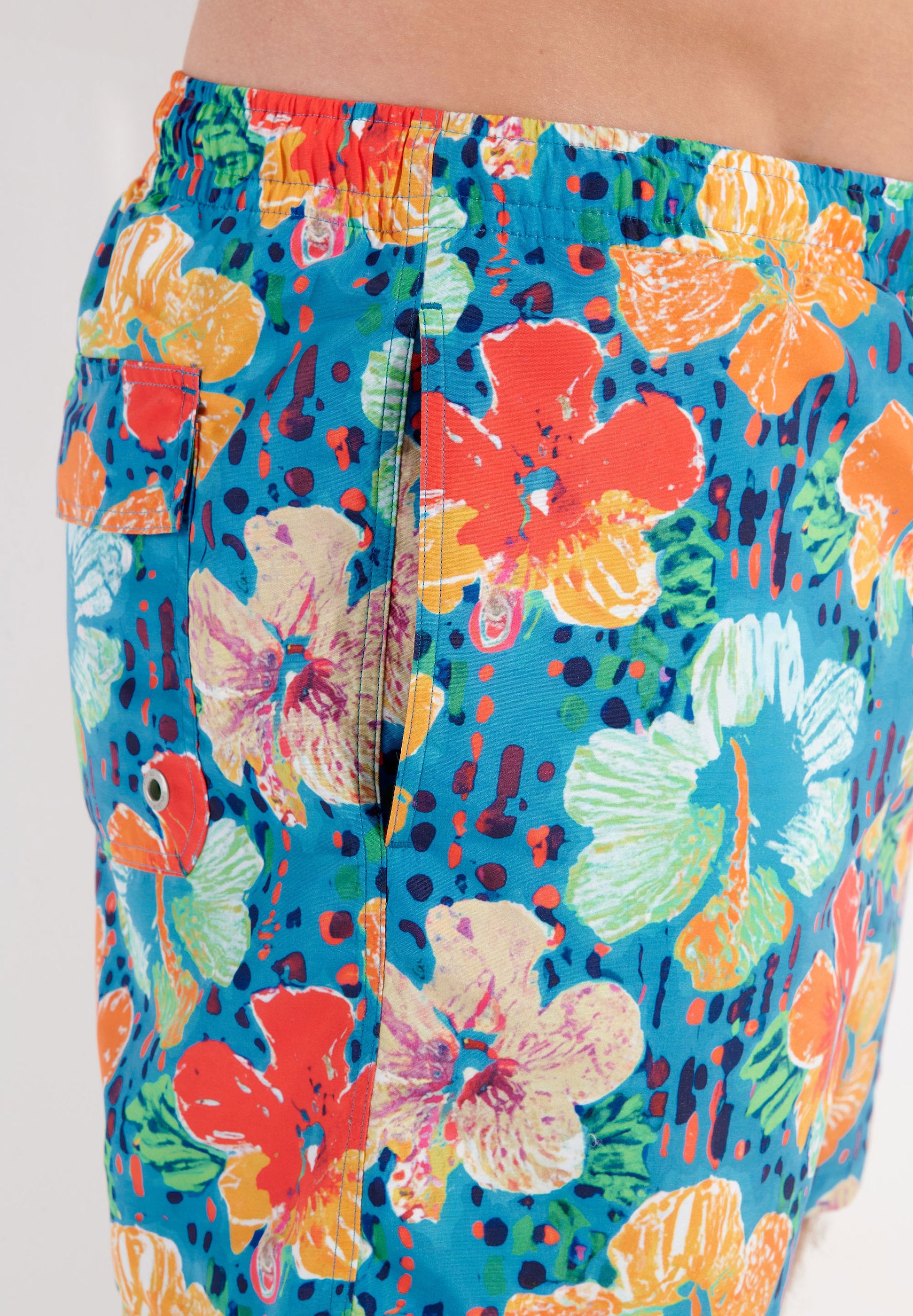 hom-h-fresh-dino-beach-boxer-short-de-bain-turquoise-fleurs image 4