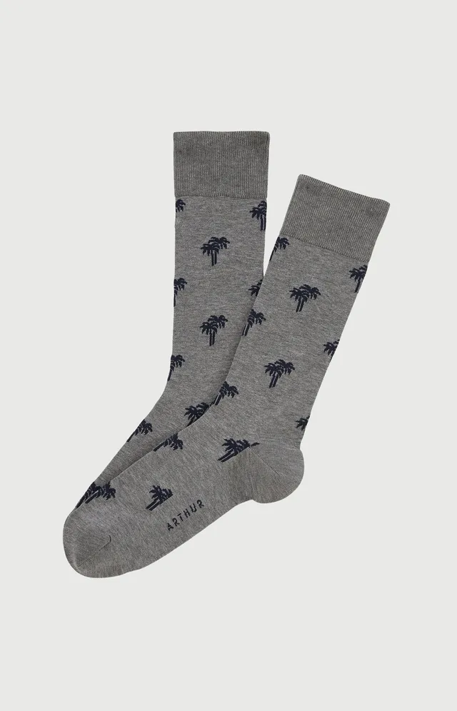 arthur-bob-palmier-chaussettes-fil-d-cosse-gris-40-46 image 1