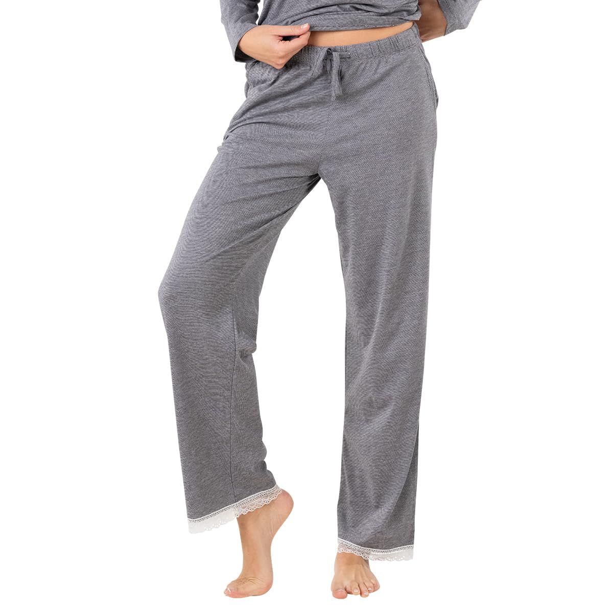 athena-graphic-dentelle-pyjama-long-femme-coton-taille-m image 6