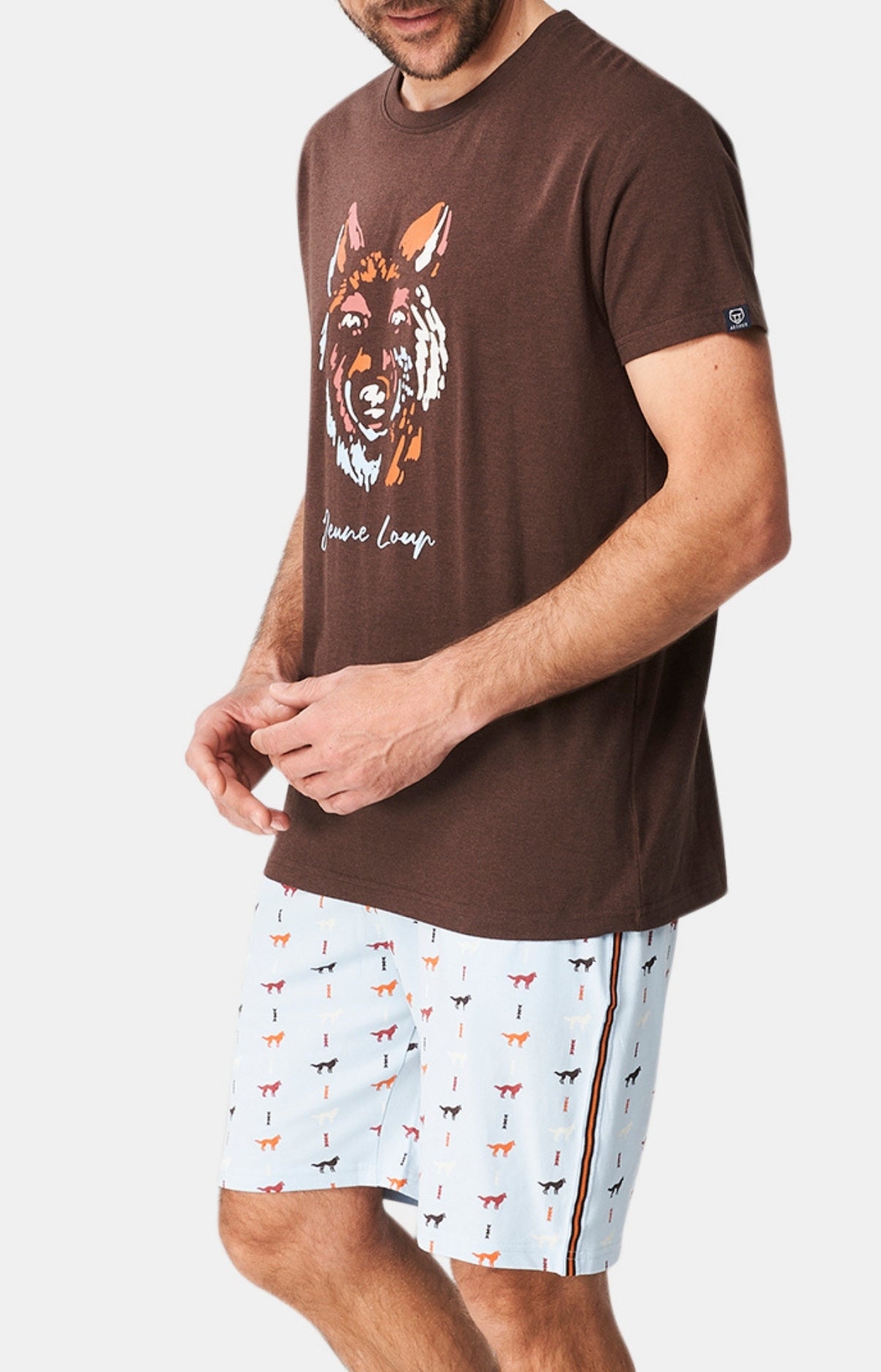 arthur-bob-jeune-loup-pyjashort-homme-ciel-coton-bio image 4