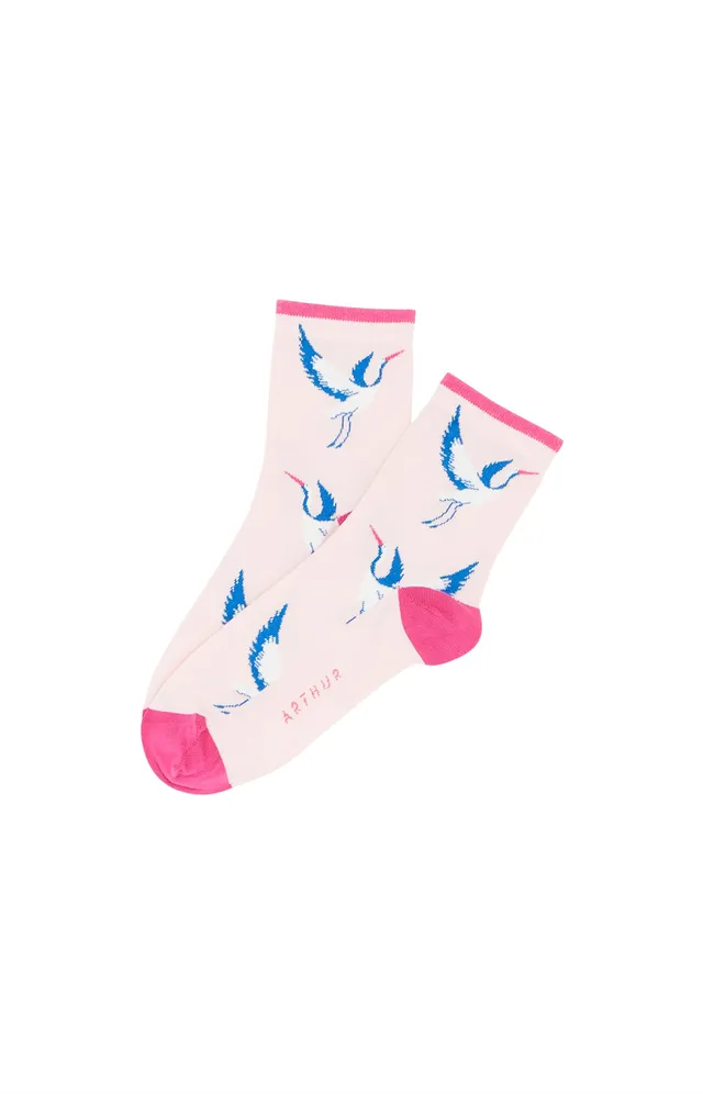 arthur-bob-bird-chaussettes-femme-rose-coton-36-40 image 1