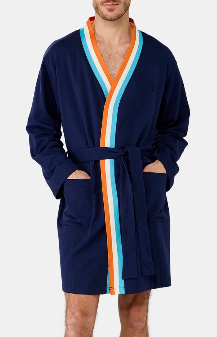 arthur-marine-robe-de-chambre-homme-coton-bio image 1